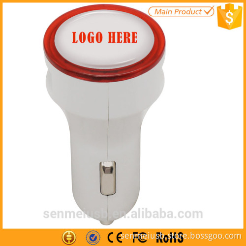 2015 Wholesale USB Car Charger Adapter LED Logo Light Fast Charge for iPhone iPad